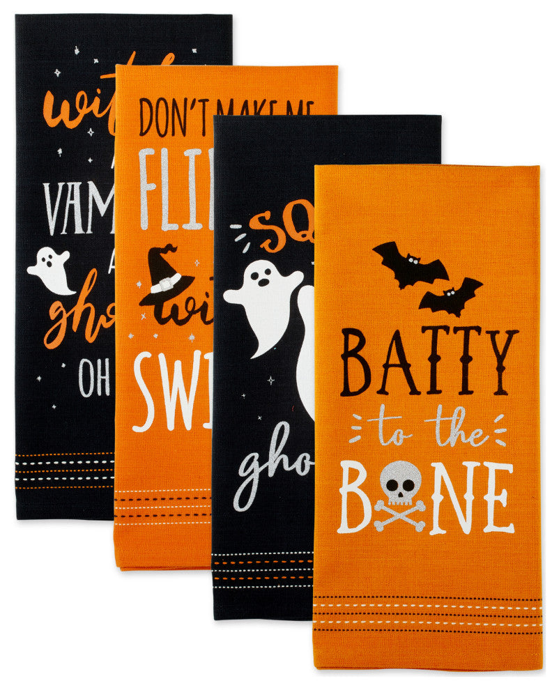 DII Halloween Happy Haunting Wicked Treats Printed Dishtowels Set of 4