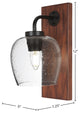 Oxbridge 1-Light Wall Sconce, Matte Black & Painted Wood-look Metal/Clear Bubble