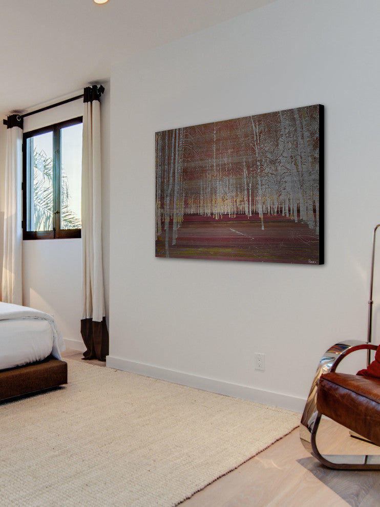 "Night Birch" UV Ink Print on Brushed Aluminum, 60"x40"
