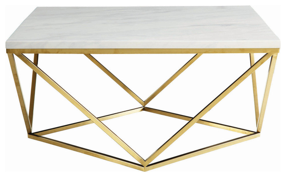 Square Marble Top Coffee Table, White