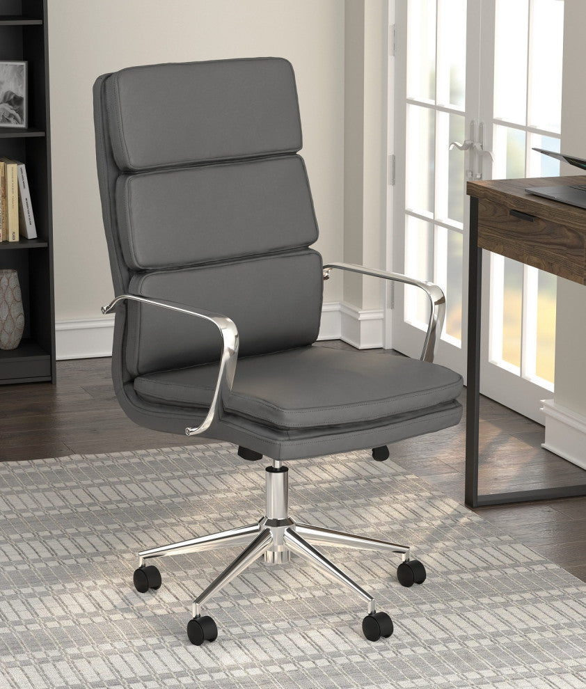 High Back Upholstered Office Chair, Gray