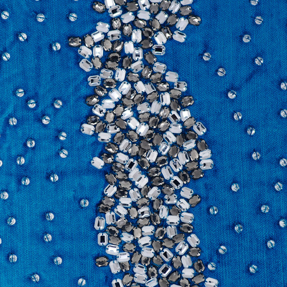 Blue Decorative Pillow Covers 22"x22" Silk, Blue Diamond Girl