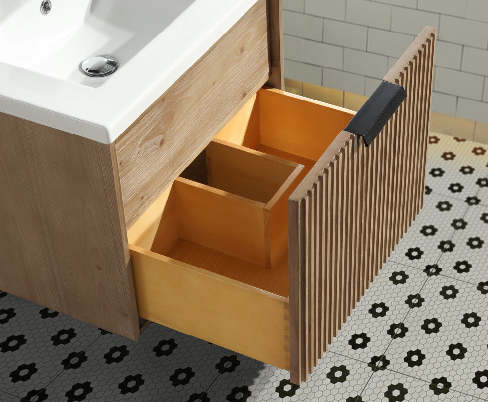 Ari Kitchen and Bath San Diego Bath Vanity, Weathered Fir, 24", Floating