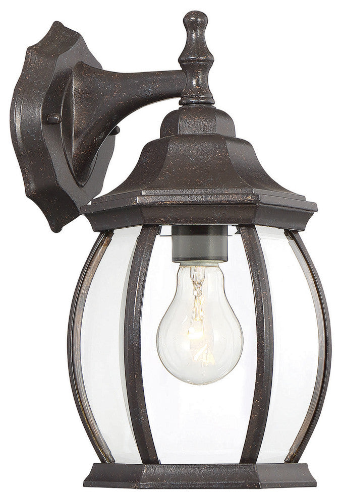 1-Light Outdoor Wall Lantern, Black, Rustic Bronze