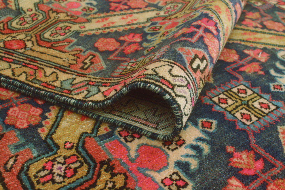 Fine Vintage Distressed Marlee Blue/Gold Runner, 3'1x9'1