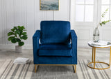 Adadon Velvet Upholstered Armchair - Navy Blue