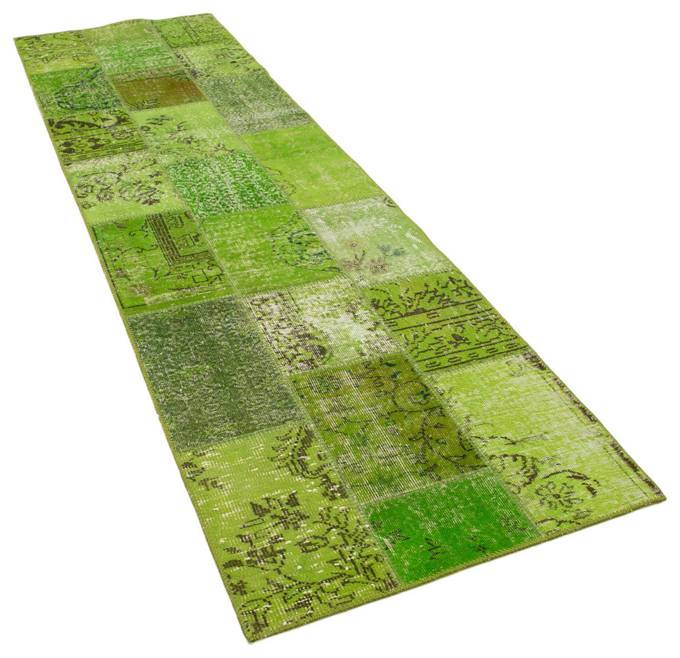 Rug N Carpet - Handwoven Oriental 2' 10" x 10' 0" Boho Patchwork Runner Rug