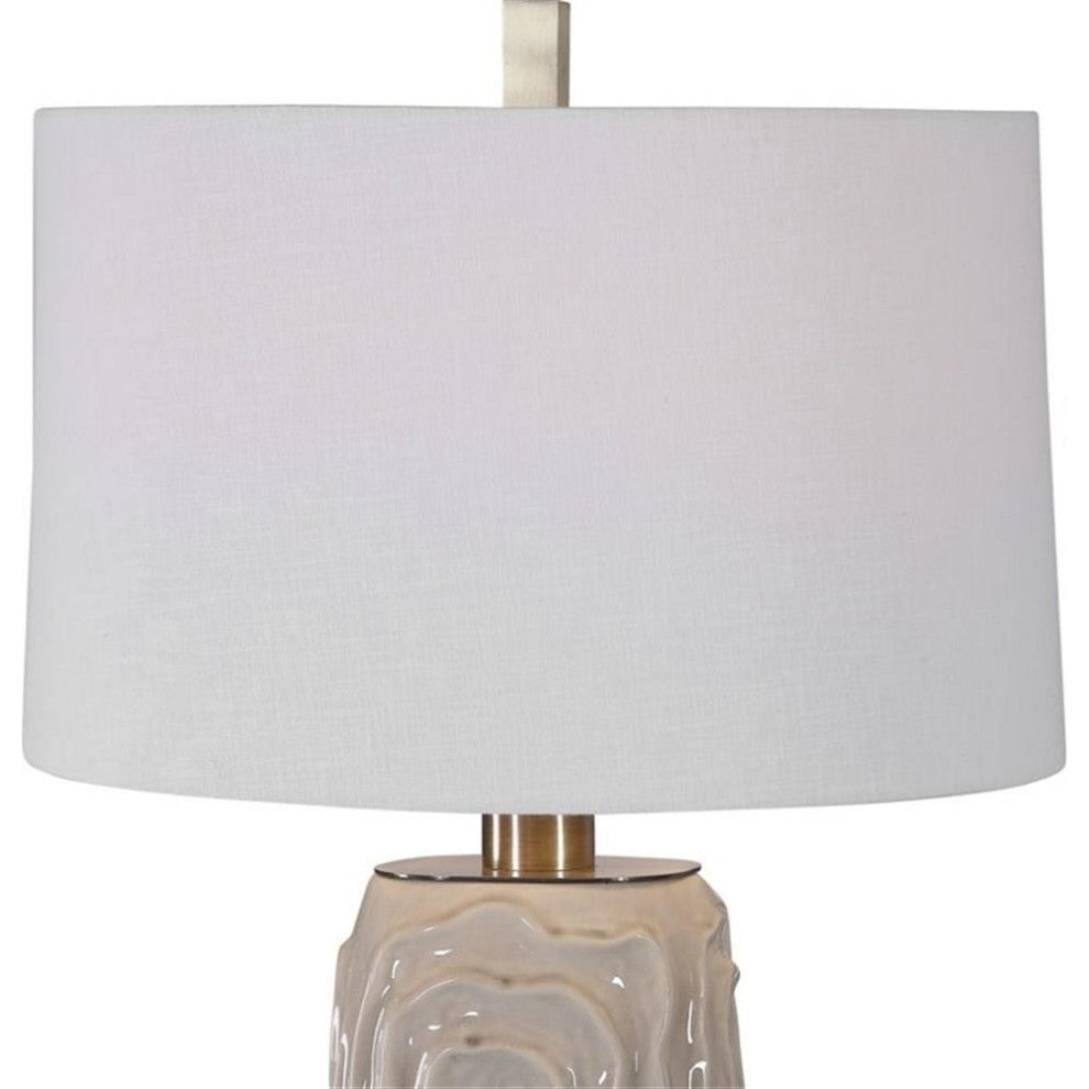 Uttermost Zade Ceramic Fabric and Iron Table Lamp in Warm Gray