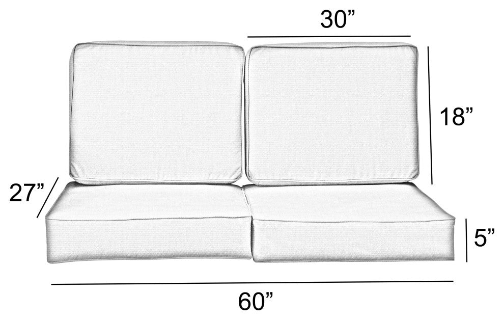 Sorra Home Preview Lagoon Deep Seating Loveseat Cushion Set, 27"x30"x5"