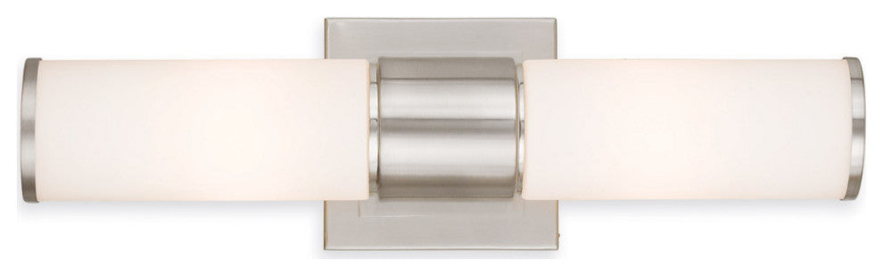 Livex 52122-91 2-Light Wall Sconce/ Bath Light, Brushed Nickel