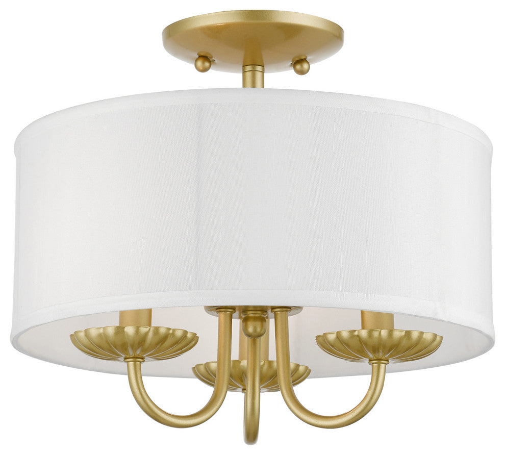 Livex Lighting 3 Light Soft Gold Semi-Flush Mount