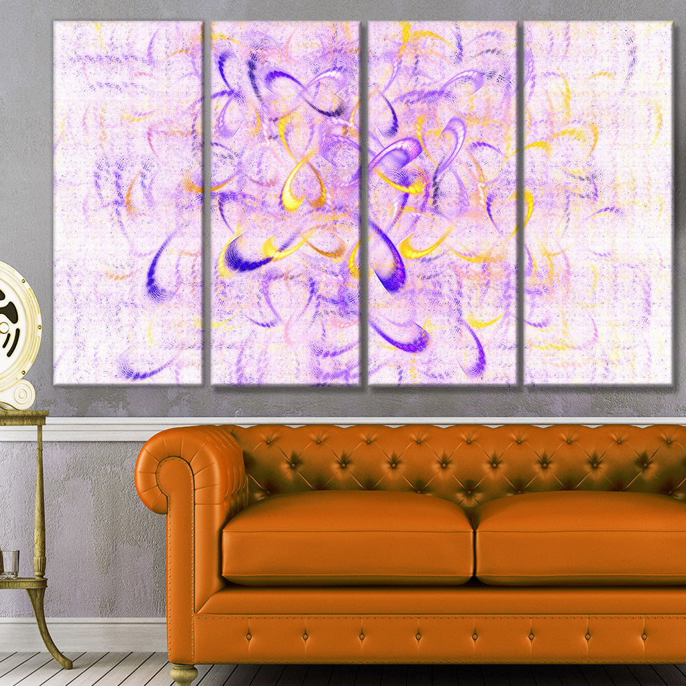 Light Purple Watercolor Fractal Art, Abstract Art on Canvas, 48"x28", 4 Panels