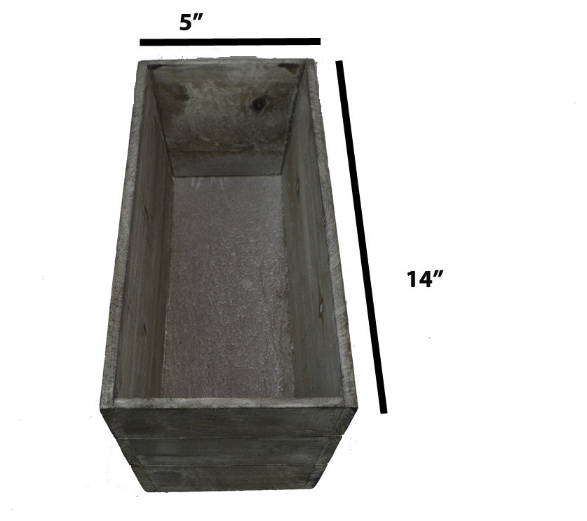 14" Gray Wash Triple Rectangle Wood Planter