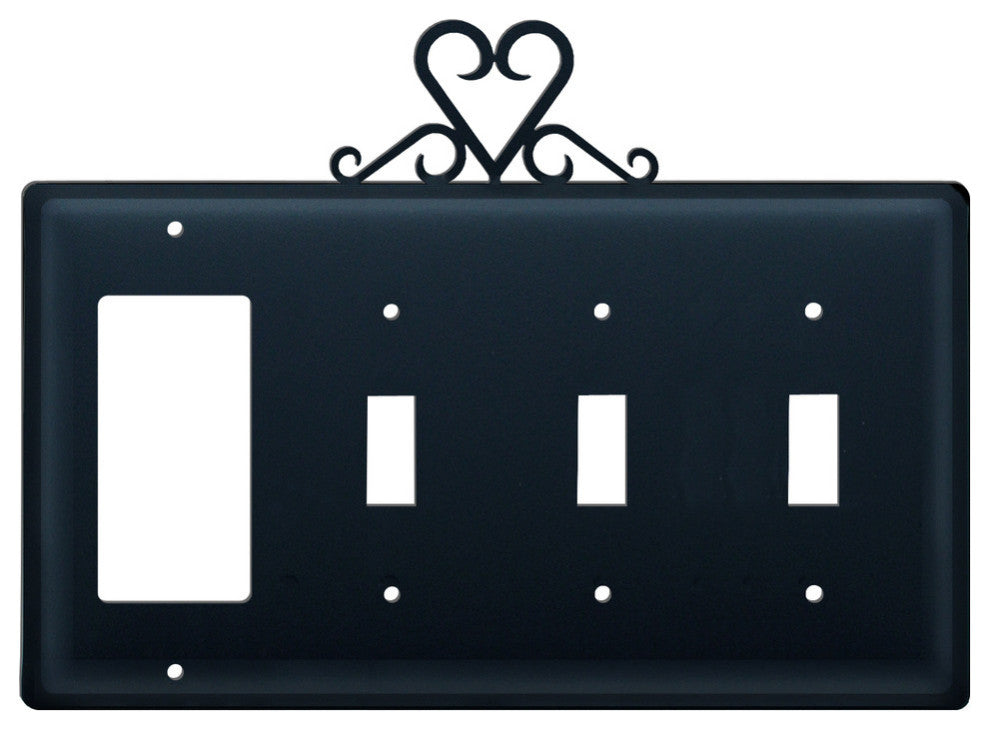 Single GFI and Triple Switch Cover, Heart