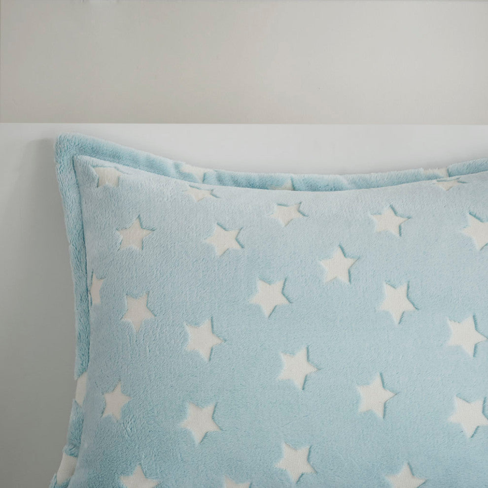 Mi Zone Kids Quinny Glow, The Dark Plush Comforter Set, Aqua