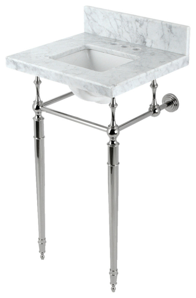 KVPB1917M34SQ6 19" Carrara Marble Console Sink with Brass Legs