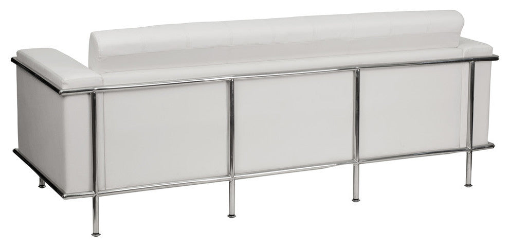 Lesley Series Melrose White LeatherSoft Sofa with Encasing Frame