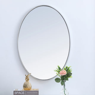 Elegant Decor Eternity 24" x 34" Oval Contemporary Metal Frame Mirror in Silver