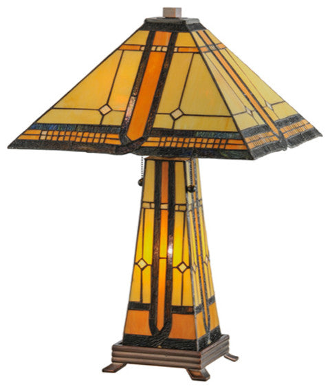 Meyda lighting 50805 25"H Sierra Prairie Mission Lighted Base Table Lamp
