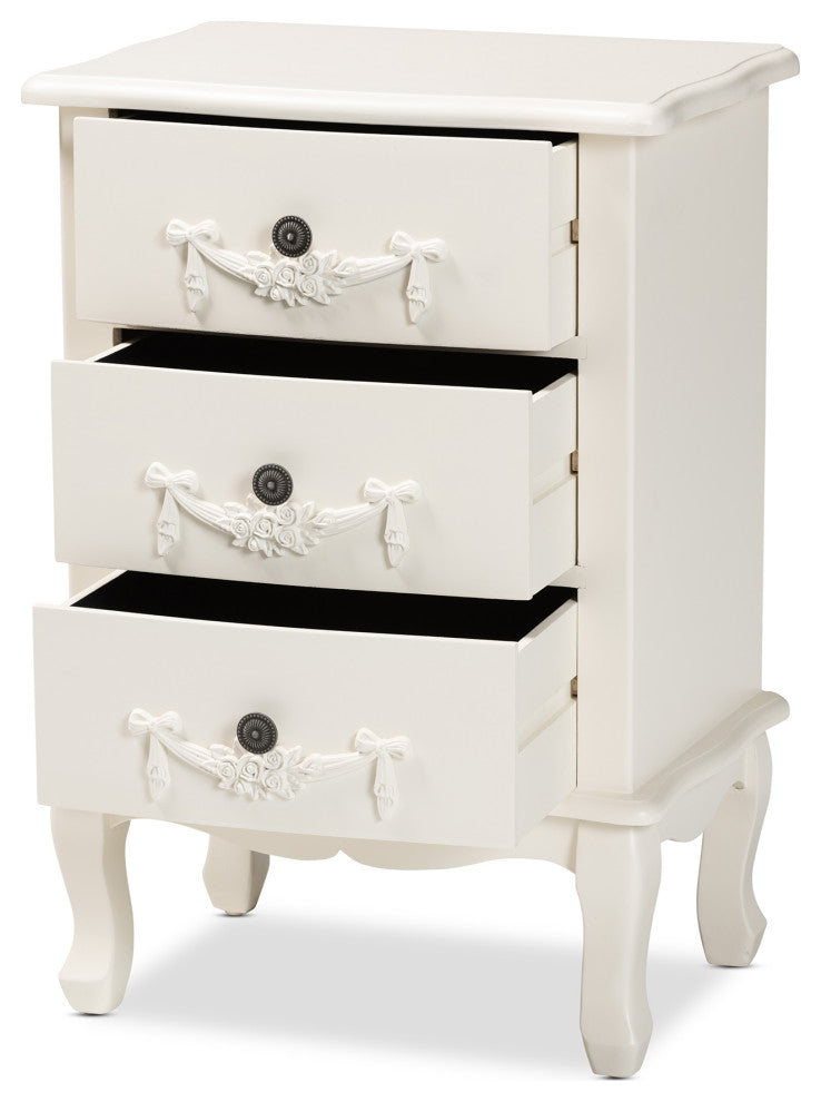 Callen Classic and Traditional White Finished Wood 3-Drawer Nightstand