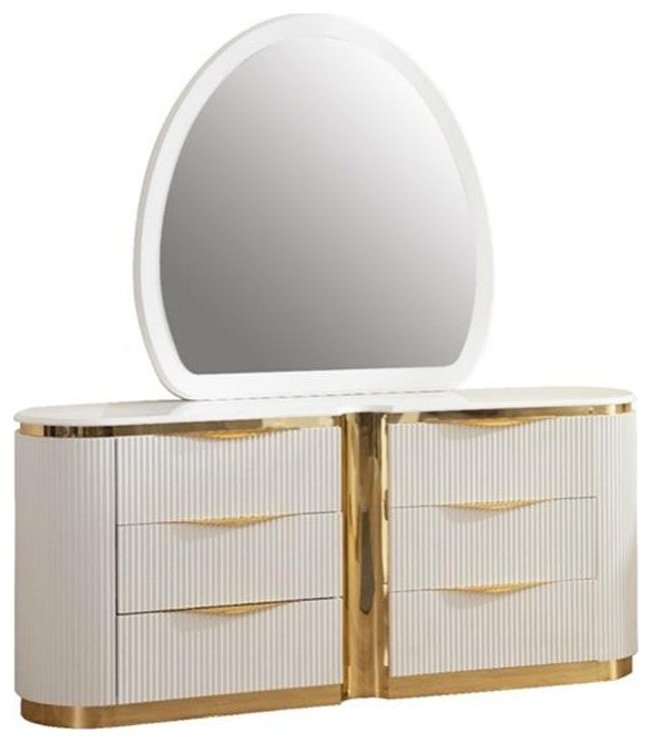 Laura Gold Detailed Modern Style Dresser made with Wood in White