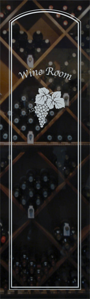 Wine Door - Grape Cluster Arched Border with Text - Alder Clear - 30" x 96"...