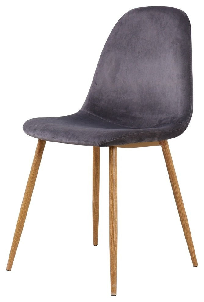 Midcentury Modern Velvet Upholstered Side Chairs, Set of 4, Gray