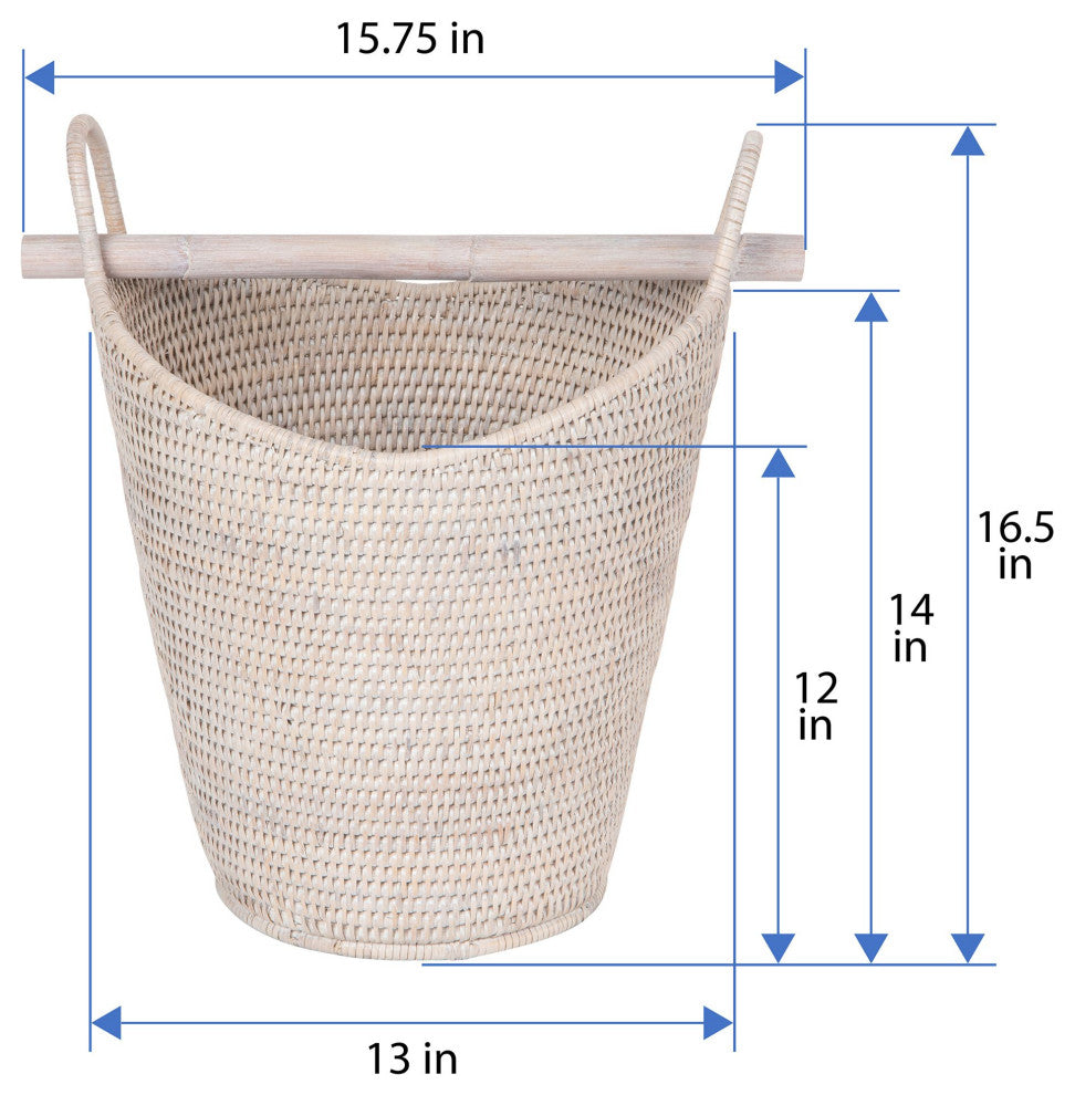 La Jolla Rattan Free Standing Toilet Roll Holder, Dipsenser, White-Wash