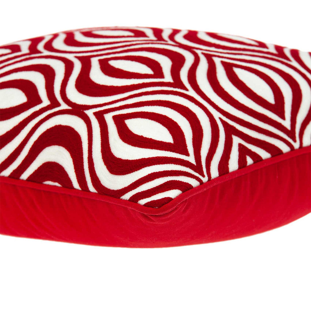 HomeRoots 20" x 0.5" x 20" Transitional Red and White Pillow Cover