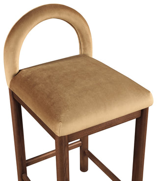 Conrad Upholstered Bar and Counter Stool, Saddle, Velvet, Brown