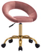 Open-Back Salon Spa Rolling Stool, Pink-Velvet