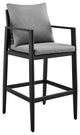Cayman Outdoor Patio 5-Piece Bar Table Set, Aluminum With Gray Cushions