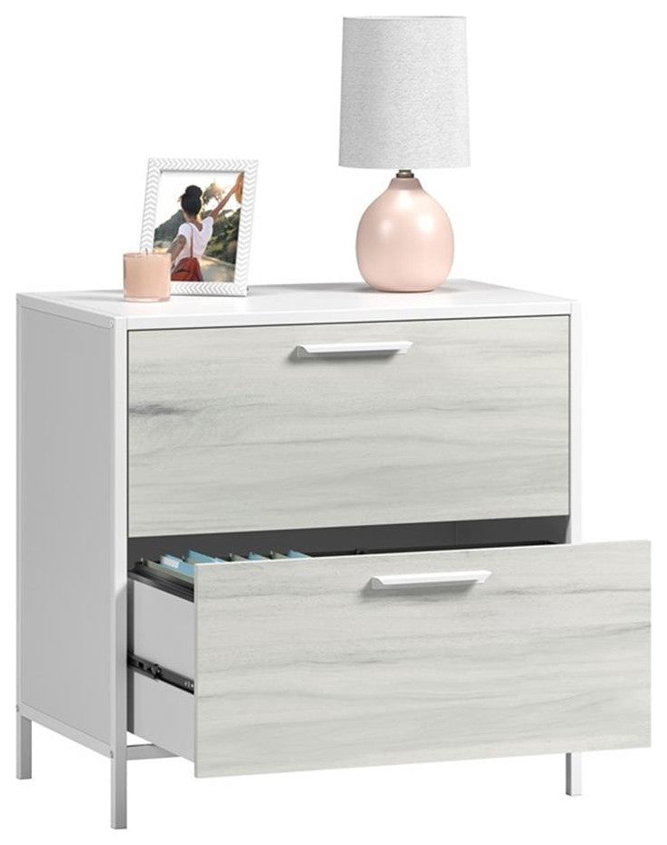 Boulevard Cafe Engineered Wood and Metal Lateral File in White/Haze