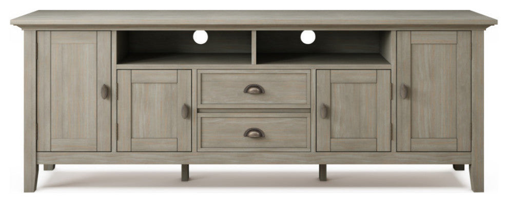 Redmond Solid Wood 72" TV Media Stand, Black, Distressed Gray