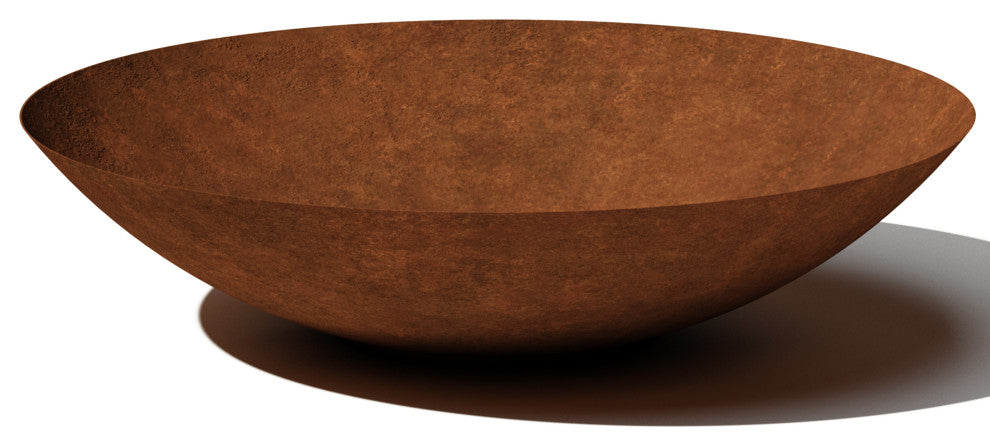 Metallic Series Round Corten Steel Bowl Planter, 32"