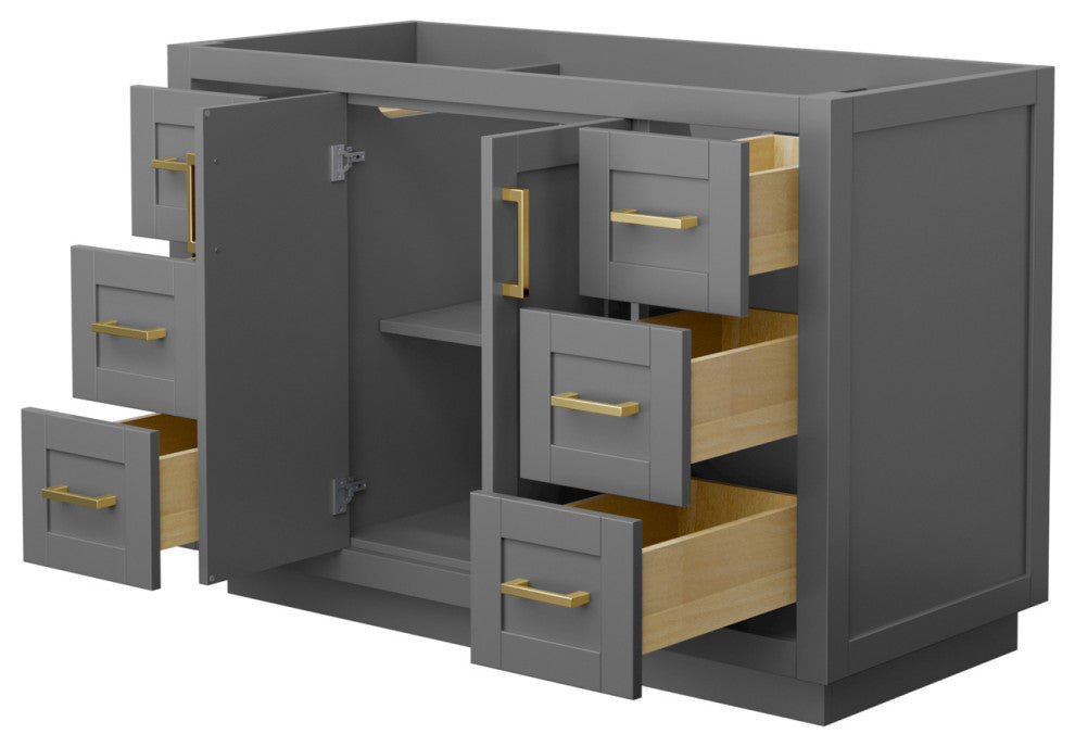 48" Single Bathroom Vanity, Dark Gray, No Countertop, No Sink, Gold Trim