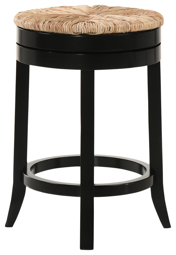 Irving 24" Swivel Rush Seat Counter Stool, Antique Black