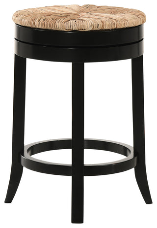 Irving 24" Swivel Rush Seat Counter Stool, Antique Black
