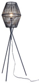 Floor Lamp Light, Steel Metal, Rattan, Black, Kitchen Lounge Cafe Bistro Lobby
