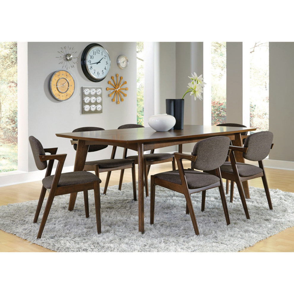 Set of 2 Dining Side Chairs, Gray and Dark Walnut