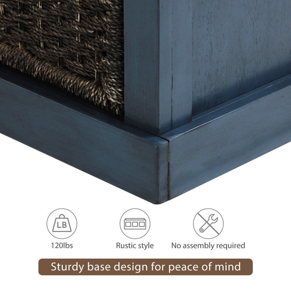 Storage Bench with Fabric Basket , with Removable Cushion