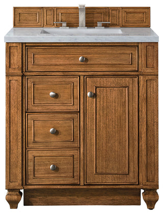 Bristol 30" Vanity, Saddle Brown, Arctic Fall Solid Surface Top