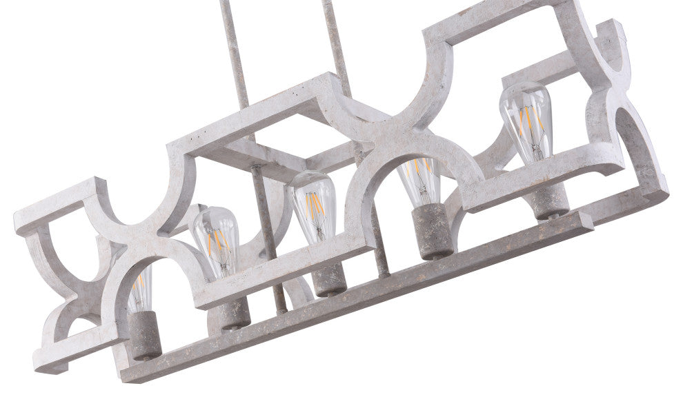 5-Light Coastal Wood Chandelier Farmhouse  Kitchen Island Pendant Light, White