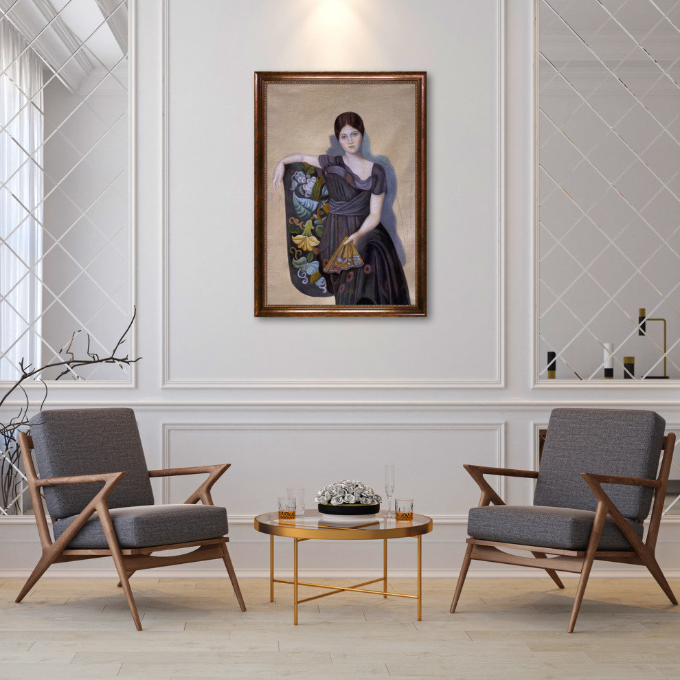 La Pastiche Portrait of Olga in the Armchair with Verona Cafe Frame, 28" x 40"