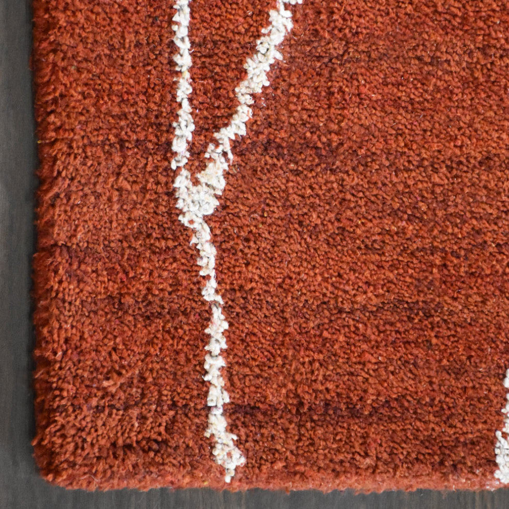 HAND KNOTTED LOOM SILK AREA RUGS-8'x11',Rectangle,Light Red White,Contemporary