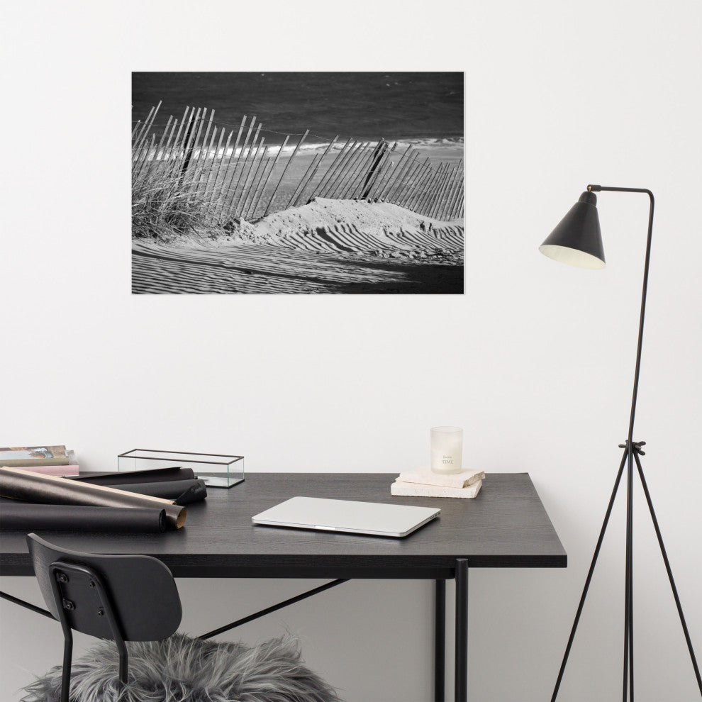 Sandy Beach Fence Landscape Photo, Beach Unframed Wall Art Print, 24" X 36"