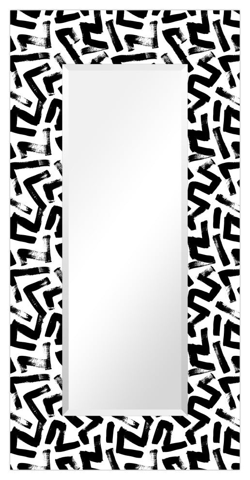 "Intertwined" Rectangular Beveled Leaner Mirror on Tempered Art Glass, 72" X 36"