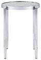 Benzara BM262117 End Table With Tubular Rounded Legs & Frosted Glass Top, Silver