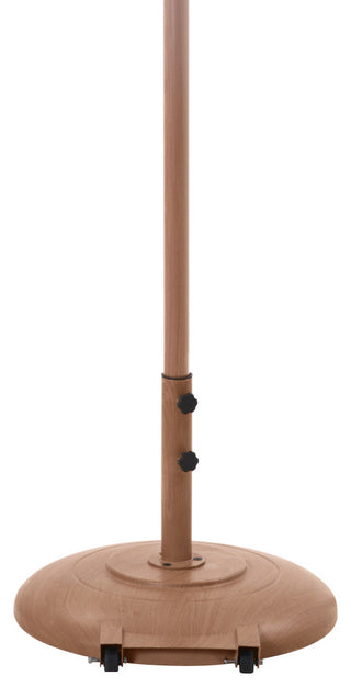 Fiji Patio Umbrella and Base, White, Teak Pole, Teak Cozumel Base
