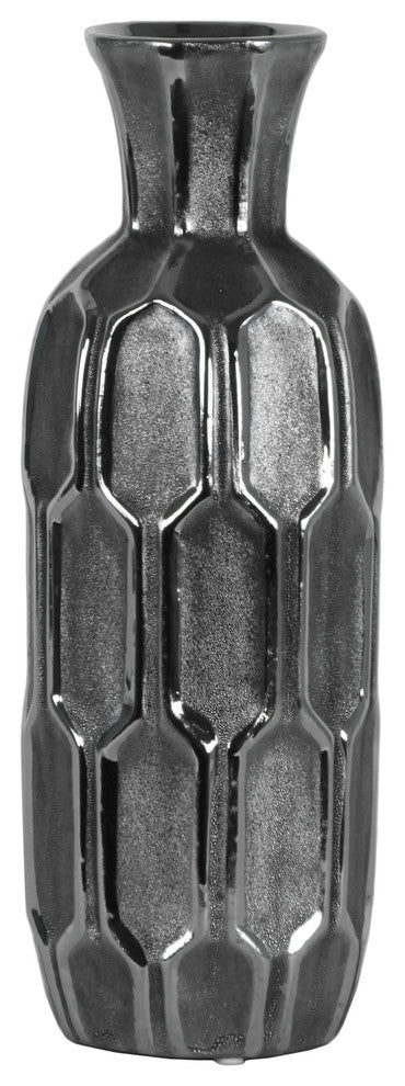 Duran Ceramic Vase, Silver, 14"